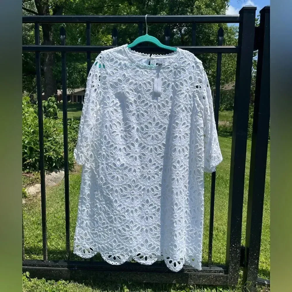 Ann Taylor Scalloped Eyelet Cotton Dress NWT